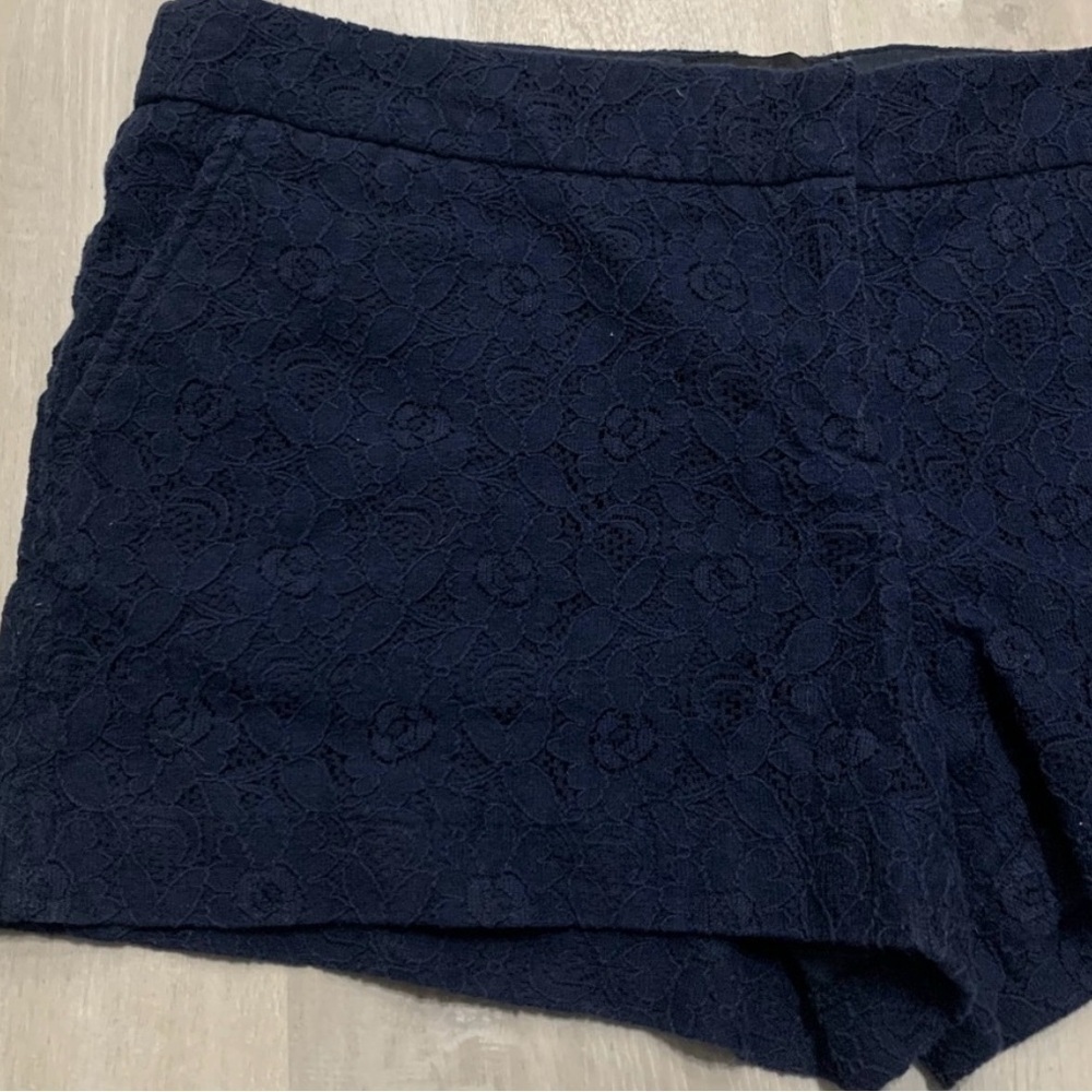 Cynthia Rowley Women Shorts Size 2 Navy Blue Floral Lace Casual Cotton Blend - Picture 3 of 8